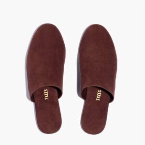 TKEES Ines Suede Leather Slide on Mules - Chocolate Brown US 7 EU 38 NWOT